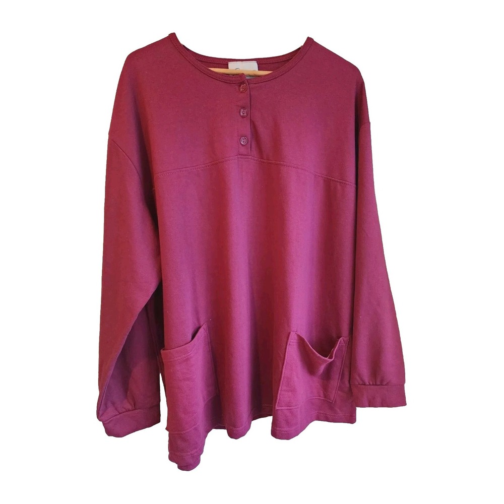 Easy Essentials Women's Blouse Sweater Top Size 3X Long Sleeve Red Wine